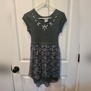 Bonnie Jean girls size 12 gray metallic dress with embellishments